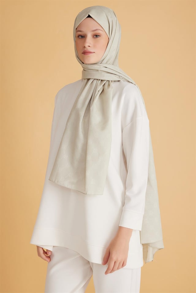Belli Fresh Logo Desen Su Yeşili Monogram Şal 3 - 16