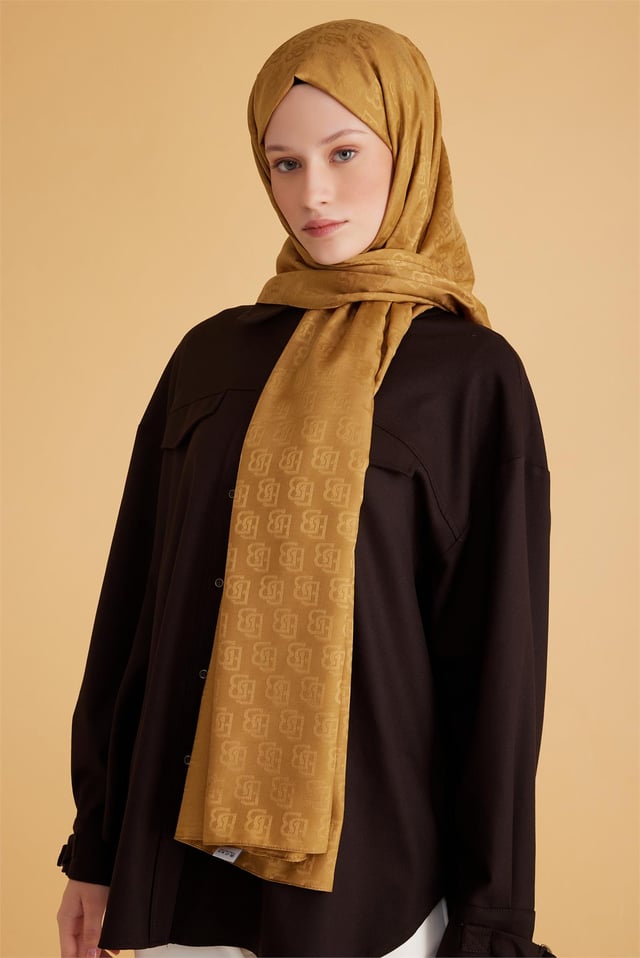 Belli Fresh Logo Desen Hardal Yeşili Monogram Şal 1 - 23