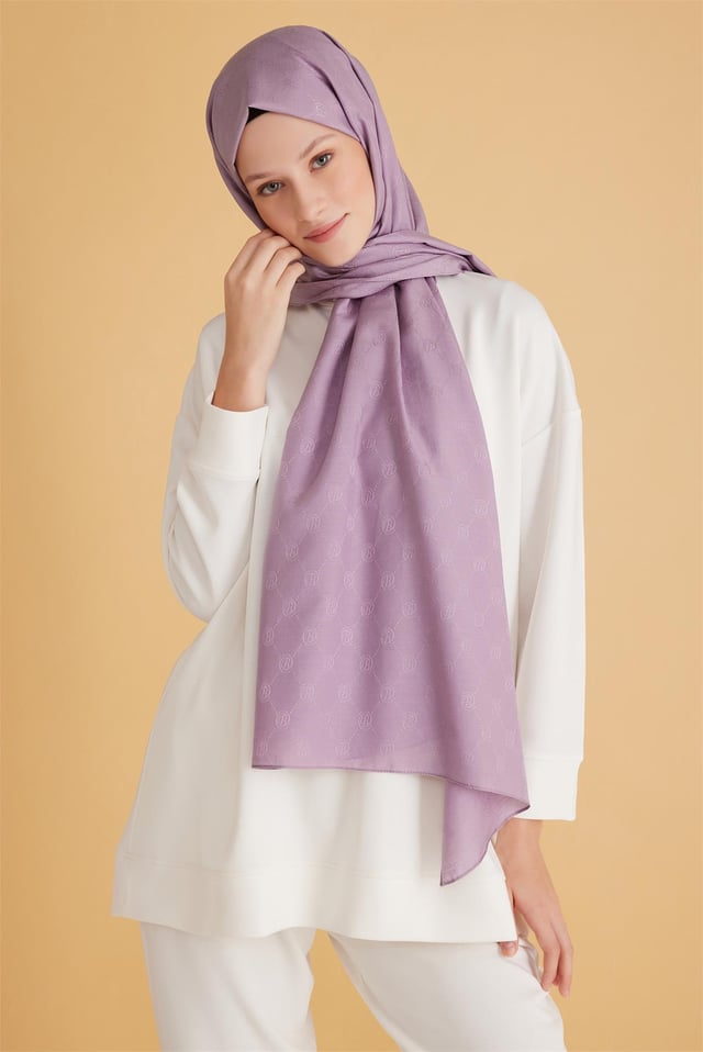 Belli Fresh Logo Desen Lila Monogram Şal 3 - 87
