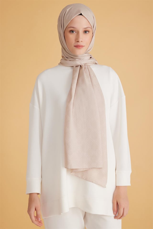 Belli Fresh Logo Desen Krem Monogram Şal 2 - 15