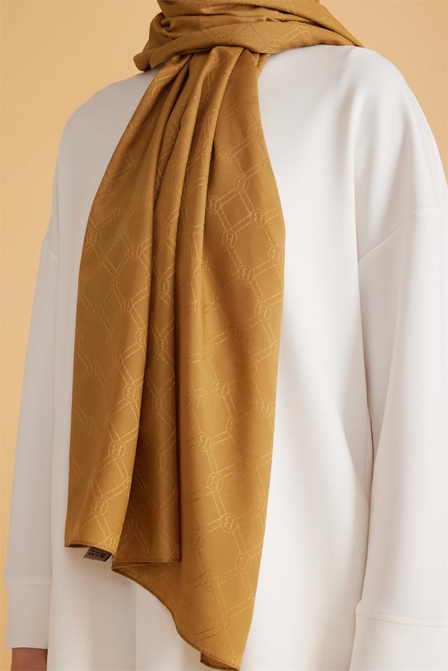 Belli Fresh Logo Desen Hardal Yeşili Monogram Şal 2 - 23