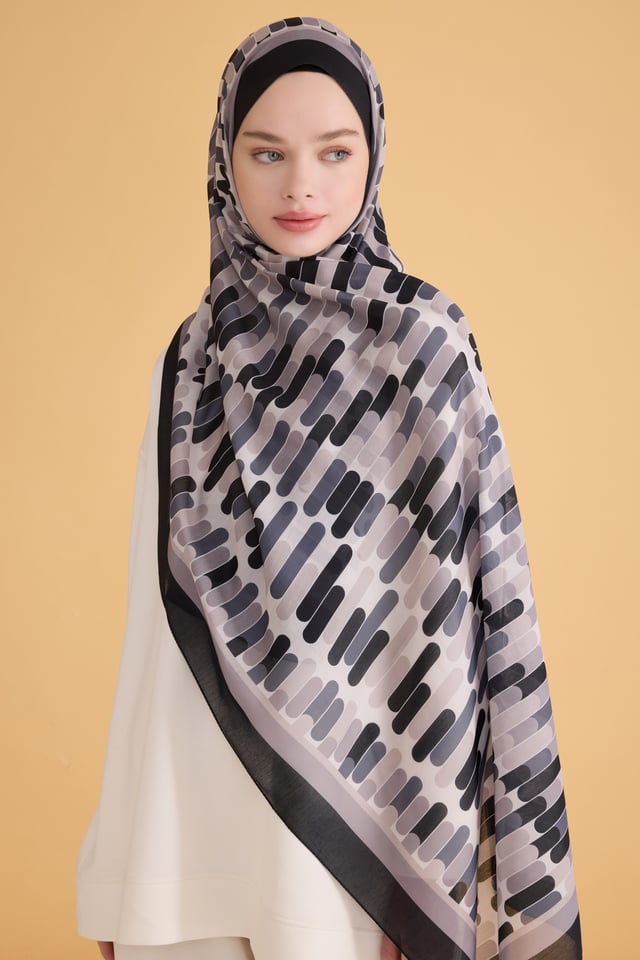 Belli Fresh Geometrik Desen Siyah Bej Nova Şal 1005 - 02
