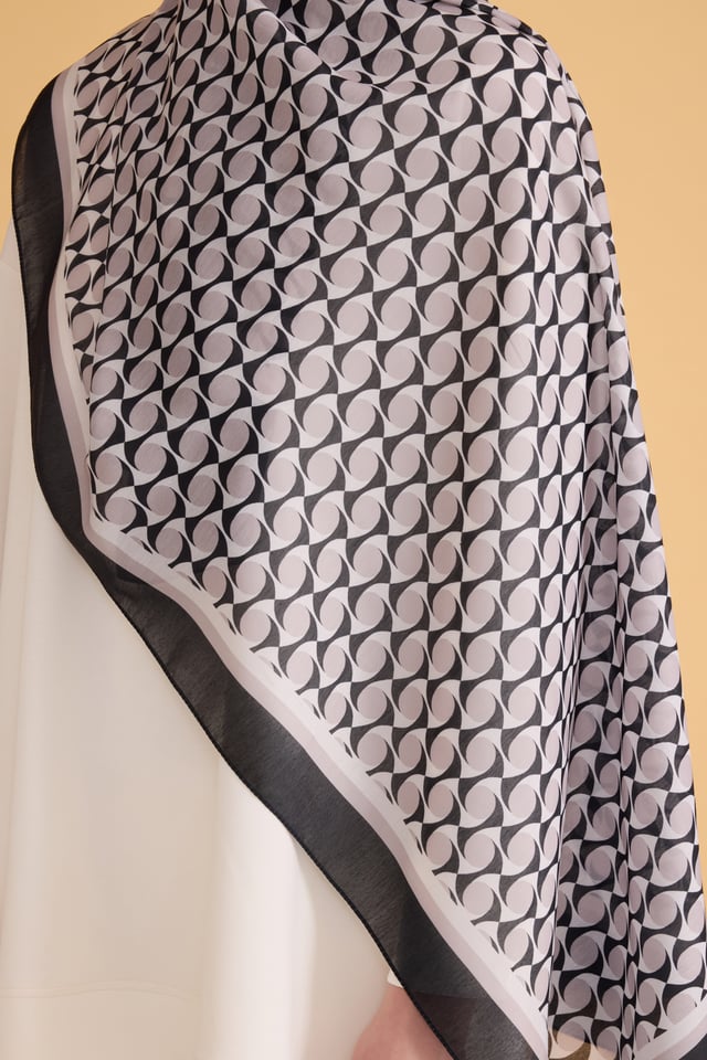 Belli Fresh Monogram Desen Siyah Gri Nova Şal 1000 - 02