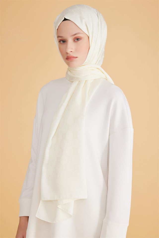 Belli Fresh Geometrik Desen Krem Safir Şal 3 - 126