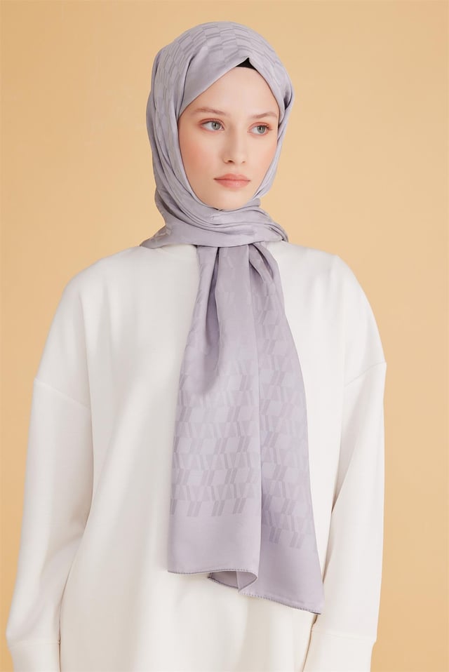 Belli Fresh Geometrik Desen Gri Safir Şal 1 - 81
