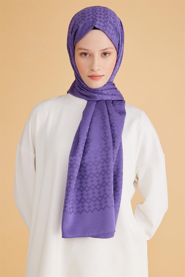 Belli Fresh Geometrik Desen Mor Safir Şal 2 - 49