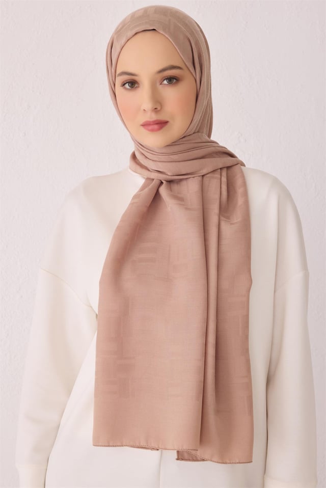 Belli Fresh Geometrik Desen Toz Pembe Veyra Şal 4 - 246703