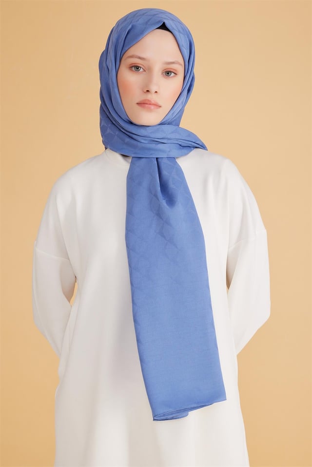 Belli Fresh Geometrik Desen Mavi Veyra Şal 2 - 247794