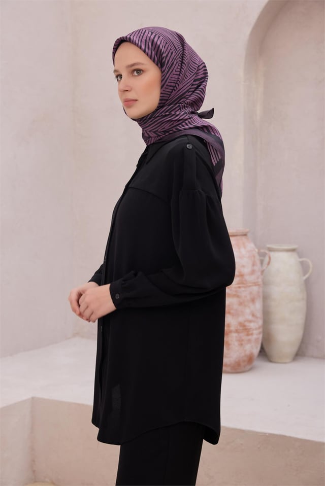 Belli Fresh Çizgili Desen Mor Modal Eşarp 2102 - 06