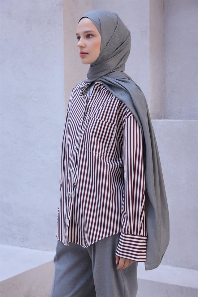 Belli Fresh Geometrik Desen Gri Nayora Şal 2 - 19