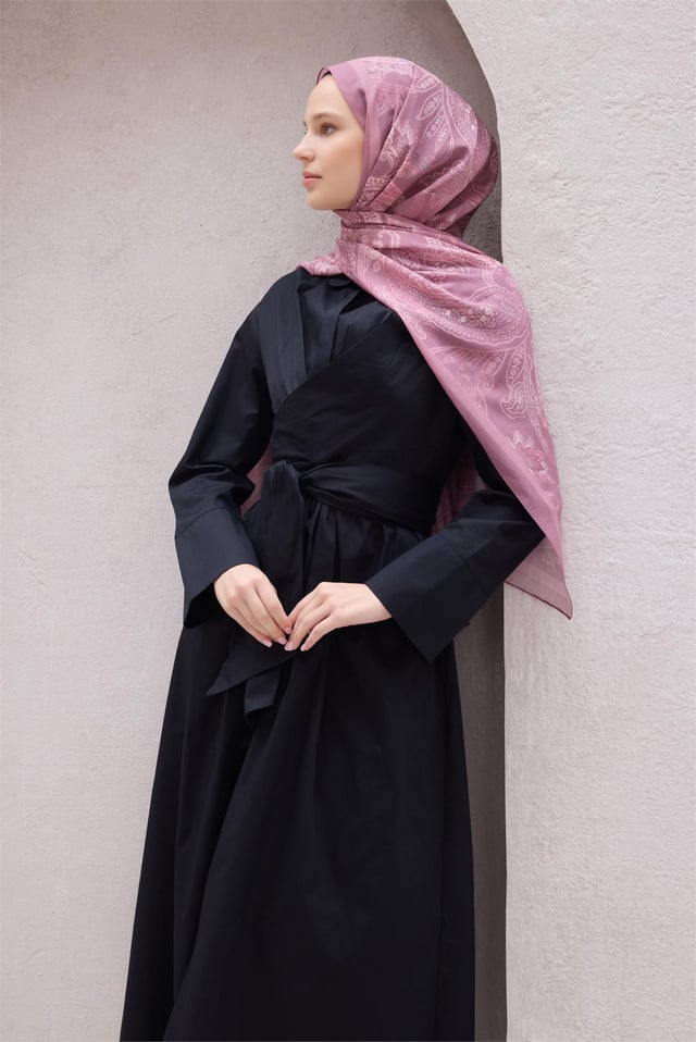 Belli Fresh Paisley Desenli Gül Kurusu Vual Şal 1468 - 58