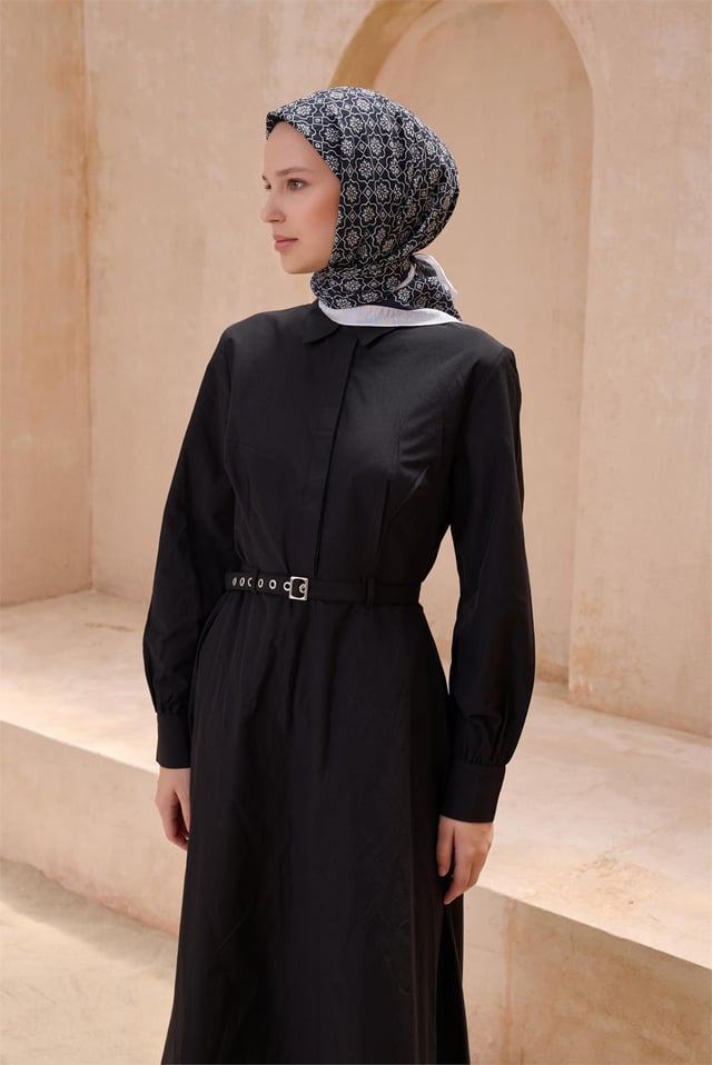 Belli Fresh Çiçek Desen Siyah Paulista Eşarp 5 - 57