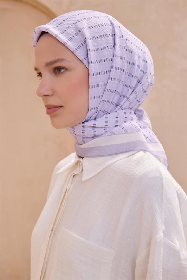 Belli Fresh Geometrik Desen Lila Paulista Eşarp 8 - 23