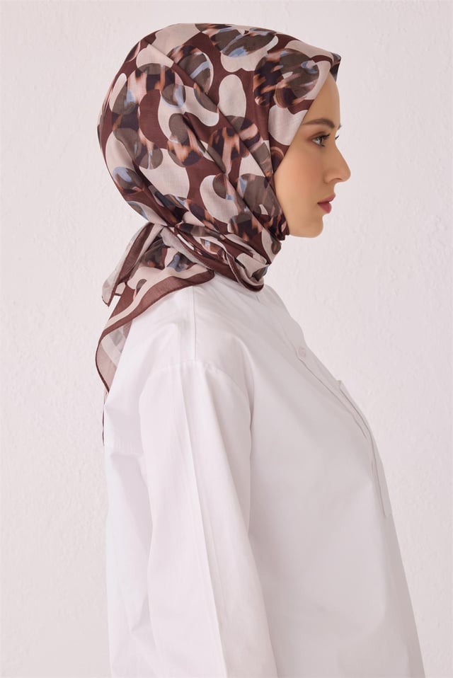 Belli Fresh Geometrik Desen Taba Tela Eşarp 1020 - 19