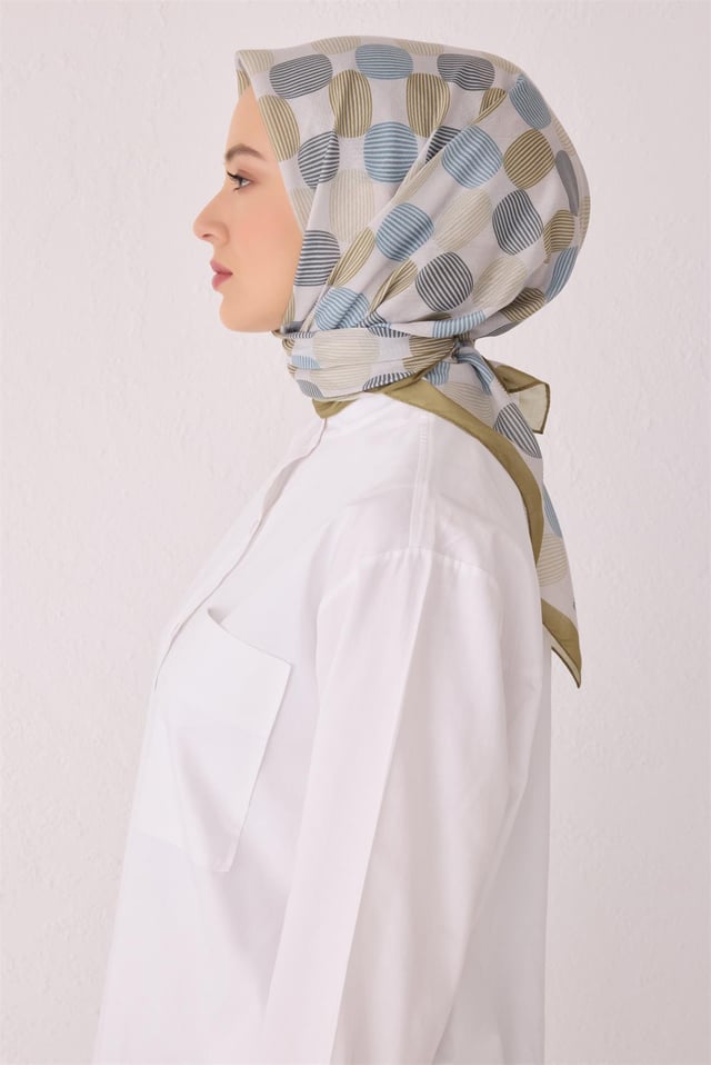 Belli Fresh Geometrik Desen Hardal Tela Eşarp 1022 - 01