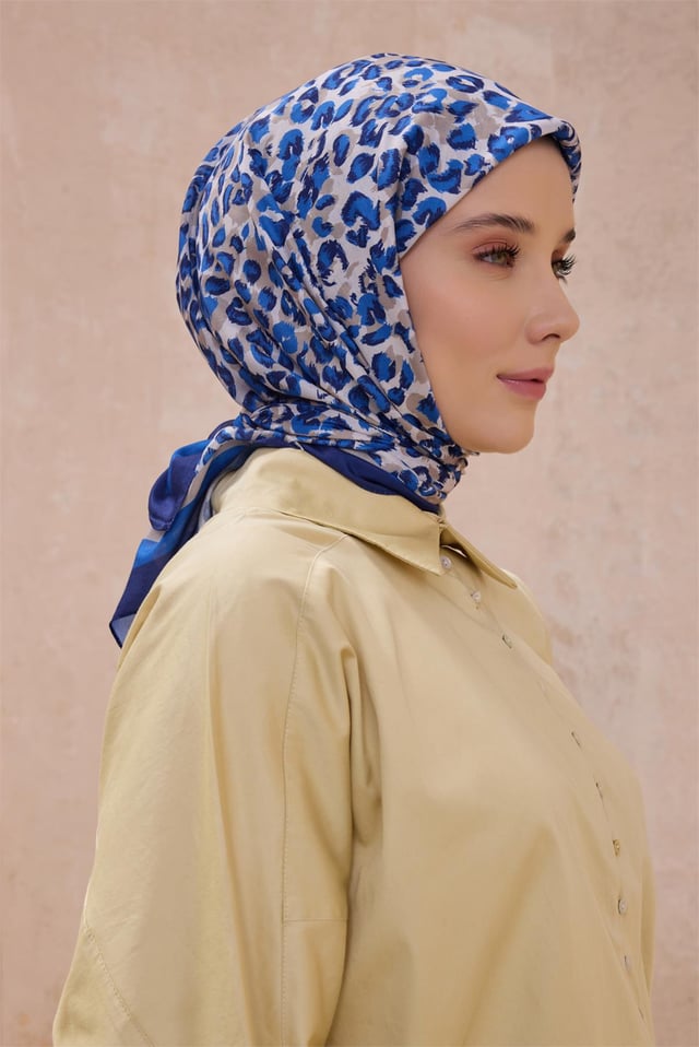 Belli Leopar Desen Saks Premium Soft Eşarp 13 - 04