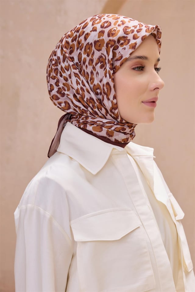 Belli Leopar Desen Taba Premium Soft Eşarp 13 - 08