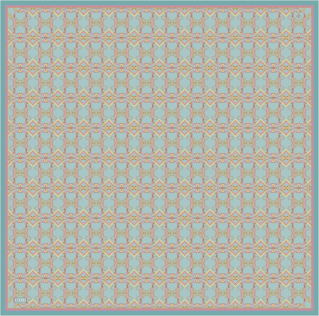 Çok Renkli Klasik Desen %100 Twill İpek Eşarp 4328 - 51