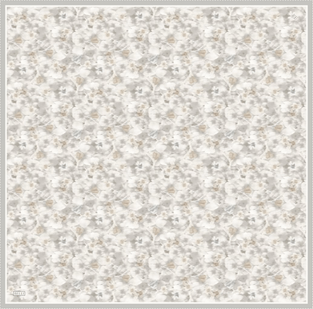 Bej Çiçek Desen %100 Twill İpek Eşarp 4319 - 83