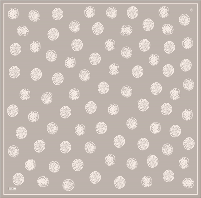 Bej Geometrik Desen %100 Twill İpek Eşarp 4427-03