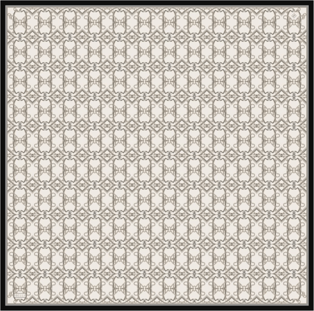 Bej Klasik Desen %100 Twill İpek Eşarp 4328 - 84