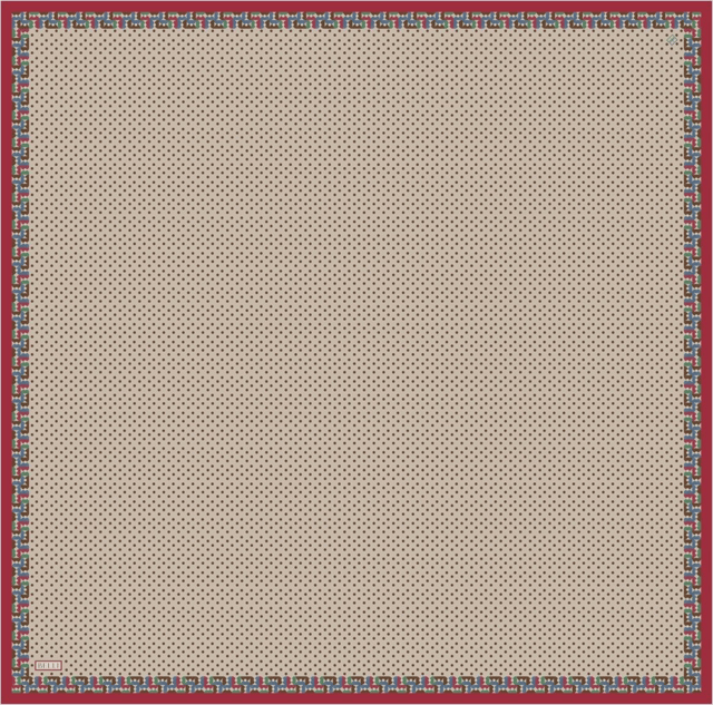 Bej Klasik Desen %100 Twill İpek Eşarp 4326 - 81