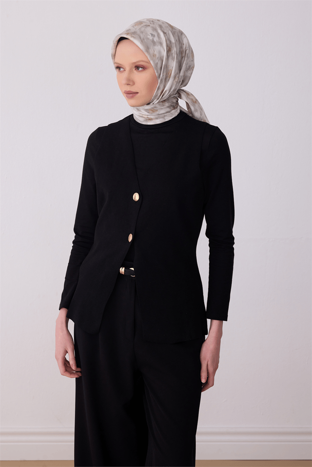 Bej Çiçek Desen %100 Twill İpek Eşarp 4319 - 83