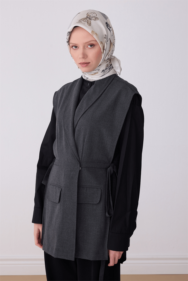 Bej Obje Desen %100 Twill İpek Eşarp 4329 - 82
