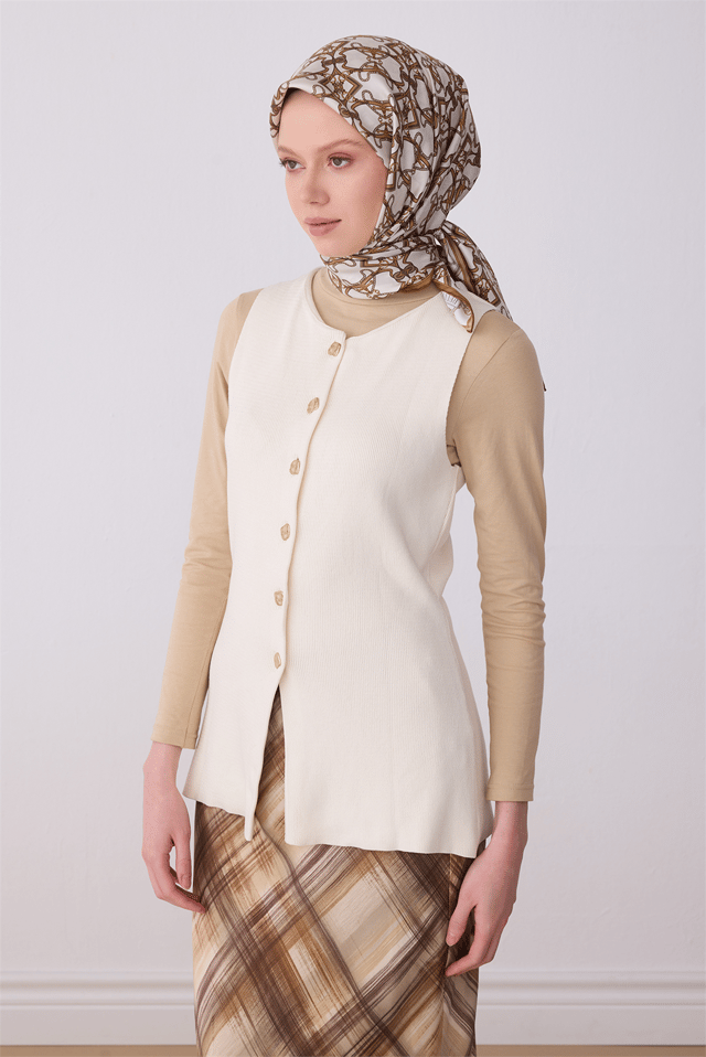 Camel Klasik Desen %100 Twill İpek Eşarp 4328 - 03