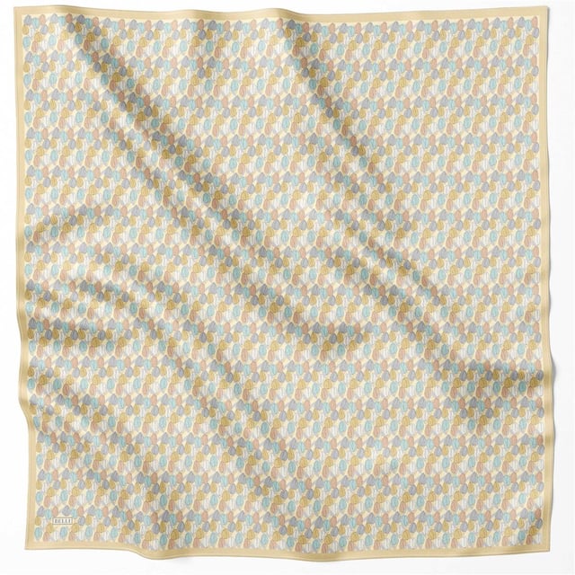 Sarı Çiçek Desen %100 Twill İpek Eşarp 4204 - 81