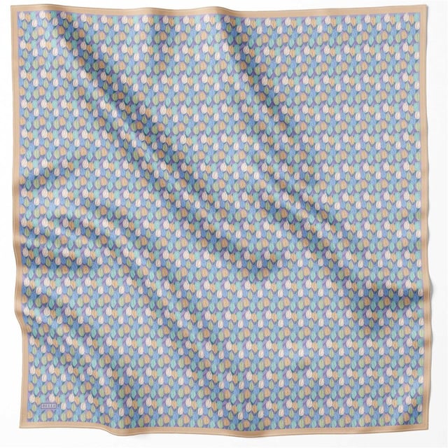 Turuncu Çiçek Desen %100 Twill İpek Eşarp 4204 - 10