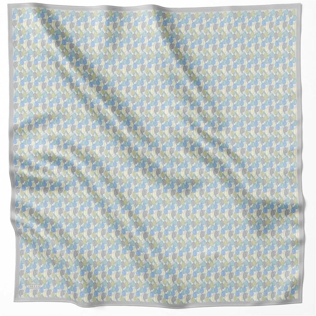 Gri Çiçek Desen %100 Twill İpek Eşarp 4204 - 88