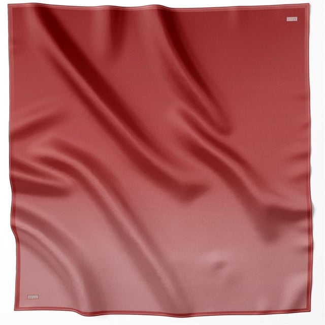 Kırmızı Degrade Desen %100 Twill İpek Eşarp 4224 - 52