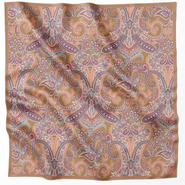 Vizon Etnik Desen %100 Twill İpek Eşarp 4202 - 54