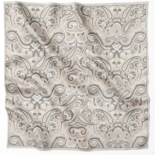 Taş Etnik Desen %100 Twill İpek Eşarp 4222 - 84