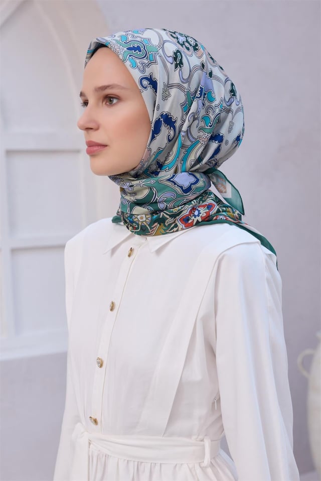 Belli Fresh Etnik Desen Haki Nova Eşarp 1003 - 18