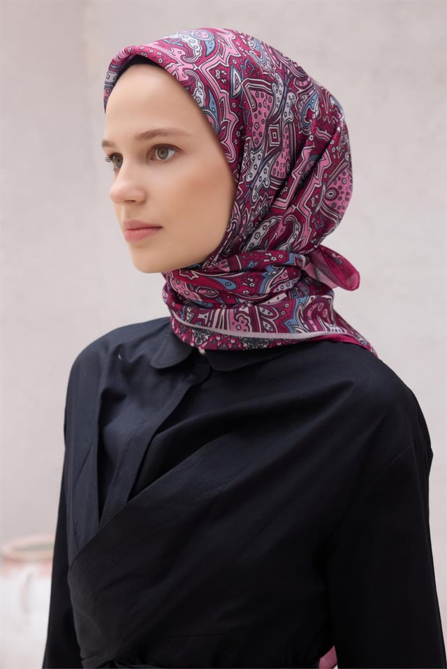 Belli Etnik Desen Fuşya Premium Soft Eşarp 5 - 19