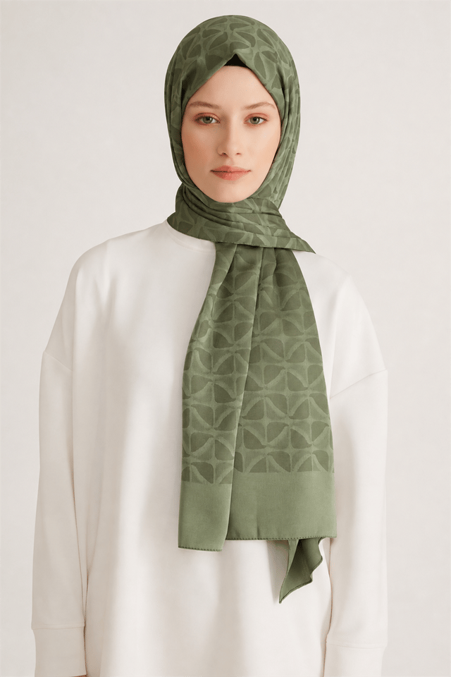 Belli Fresh Geometrik Desen Haki Capri Şal 1 - 247785