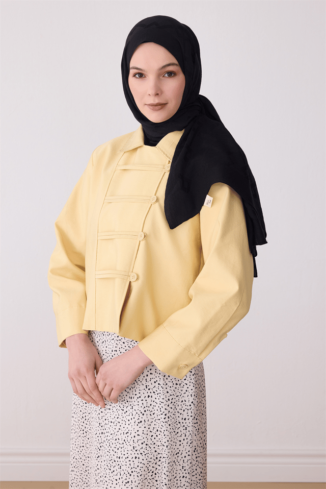 Belli Fresh Geometrik Desen Siyah Ivory Şal 1 - 01