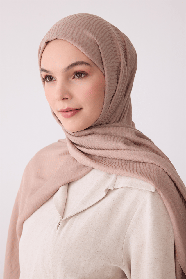 Belli Fresh Geometrik Desen Pudra Gül Kurusu Ivory Şal 2 - 07