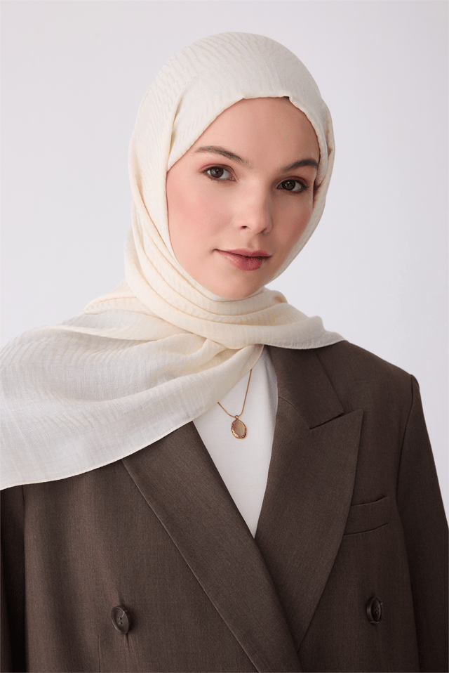 Belli Fresh Geometrik Desen Ekru Ivory Şal 2 - 17