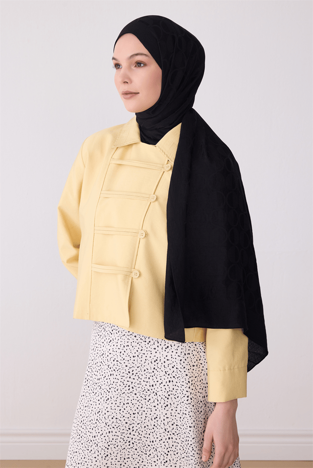 Belli Fresh Geometrik Desen Siyah Ivory Şal 3 - 01
