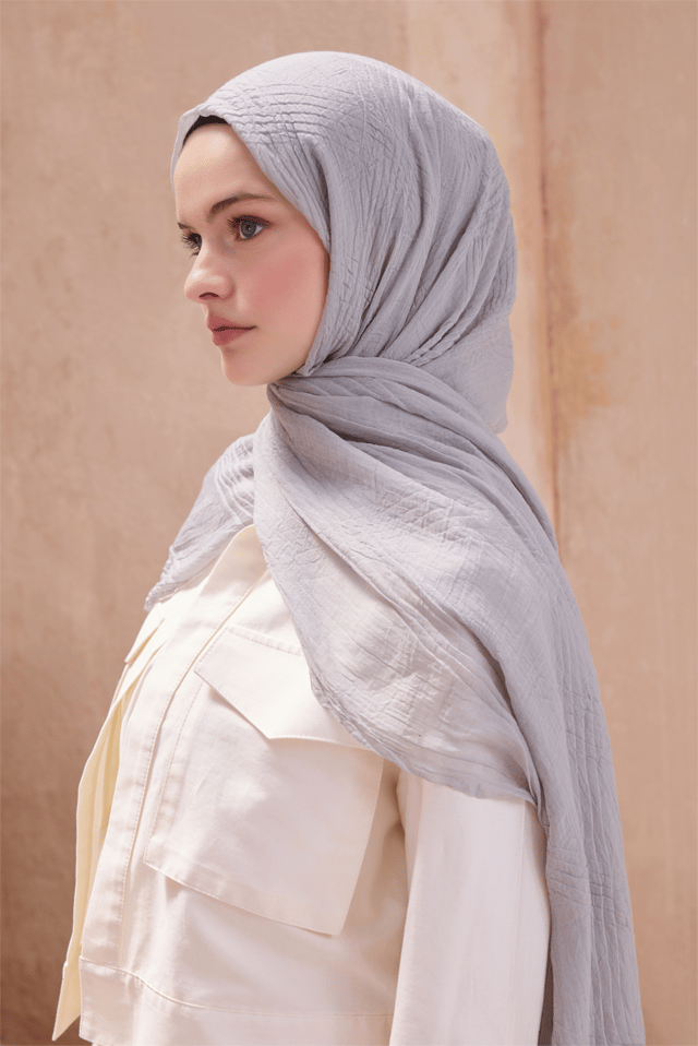 Belli Fresh Krinkıl Dokulu Gümüş Gri J.dubai Ekose Şal - 49