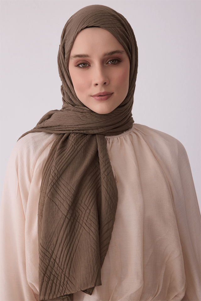 Belli Fresh Krinkıl Dokulu Koyu Vizon J.dubai Ekose Şal - 39
