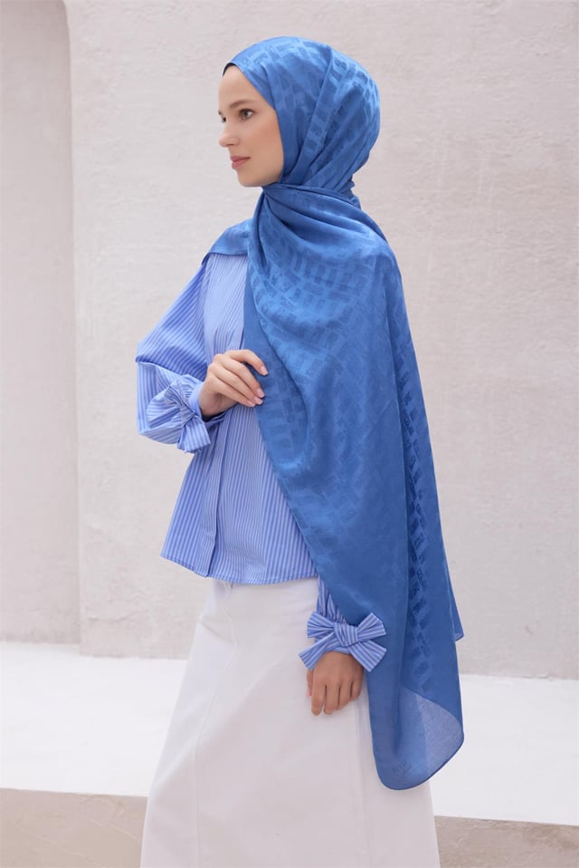 Belli Fresh Geometrik Desen Saks Liva Şal 3 - 26