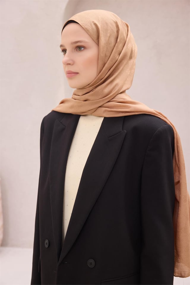 Belli Fresh Logo Desen Kahverengi Monogram Şal 3 - 110