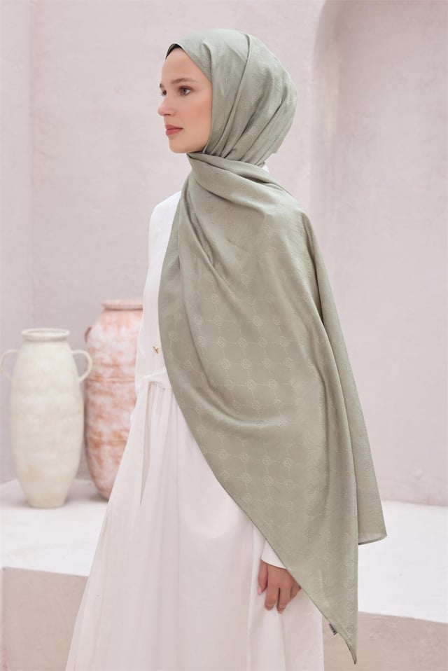 Belli Fresh Logo Desen Yeşil Monogram Şal 3 - 112