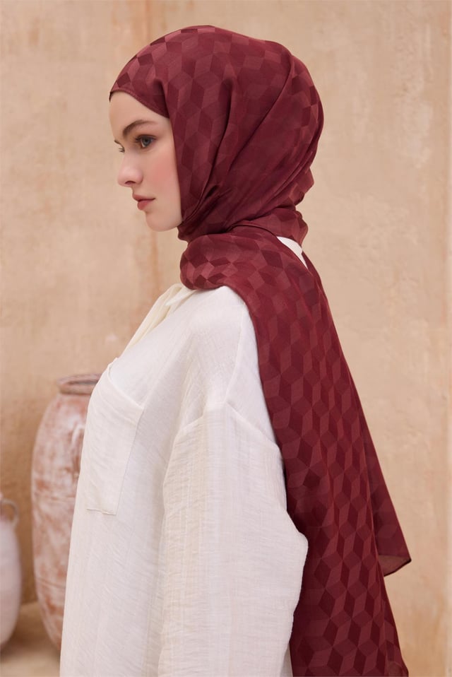 Belli Fresh Geometrik Desen Kiremit Peryy Şal 1 - 31
