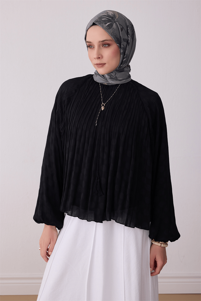 Belli Fresh Yaprak Desen Antrasit Vual Şal 3396 - 06