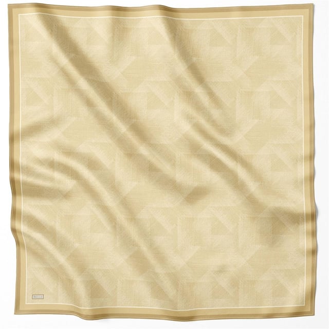 Sarı Geometrik Desen %100 Twill İpek Eşarp 4201 - 33